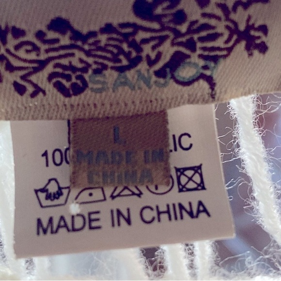 Crochet Beach Cover-Up Ivory Women’s 100% Acrylic Size Large BALLETCORE - Picture 10 of 11